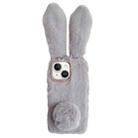 For iPhone 15 Cute Plush Rabbit TPU Phone Case(Light Grey) - 1