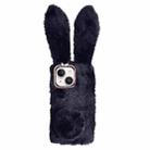 For iPhone 14 Plus Cute Plush Rabbit TPU Phone Case(Black) - 1