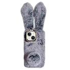 For iPhone 14 Plus Cute Plush Rabbit TPU Phone Case(Dark Grey) - 1