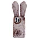 For iPhone 14 Pro Max Cute Plush Rabbit TPU Phone Case(Brown) - 1