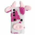 For Samsung Galaxy S21+ 5G Cute Plush Cow TPU Phone Case(Rose Red) - 1