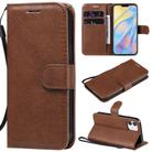 For iPhone 12 mini Solid Color Horizontal Flip Protective Leather Case with Holder & Card Slots & Wallet & Photo Frame & Lanyard(Brown) - 1