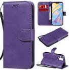 For iPhone 12 mini Solid Color Horizontal Flip Protective Leather Case with Holder & Card Slots & Wallet & Photo Frame & Lanyard(Purple) - 1