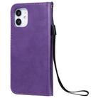 For iPhone 12 mini Solid Color Horizontal Flip Protective Leather Case with Holder & Card Slots & Wallet & Photo Frame & Lanyard(Purple) - 3