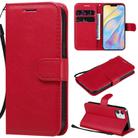 For iPhone 12 mini Solid Color Horizontal Flip Protective Leather Case with Holder & Card Slots & Wallet & Photo Frame & Lanyard(Red) - 1