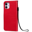 For iPhone 12 mini Solid Color Horizontal Flip Protective Leather Case with Holder & Card Slots & Wallet & Photo Frame & Lanyard(Red) - 3