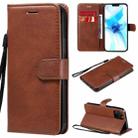 For iPhone 12 / 12 Pro Solid Color Horizontal Flip Protective Leather Case with Holder & Card Slots & Wallet & Photo Frame & Lanyard(Brown) - 1