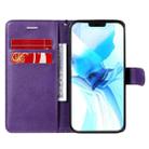 For iPhone 12 / 12 Pro Solid Color Horizontal Flip Protective Leather Case with Holder & Card Slots & Wallet & Photo Frame & Lanyard(Purple) - 3