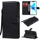 For iPhone 12 / 12 Pro Solid Color Horizontal Flip Protective Leather Case with Holder & Card Slots & Wallet & Photo Frame & Lanyard(Black) - 1