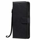 For iPhone 12 / 12 Pro Solid Color Horizontal Flip Protective Leather Case with Holder & Card Slots & Wallet & Photo Frame & Lanyard(Black) - 1