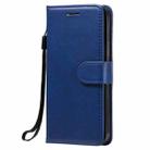 For iPhone 12 / 12 Pro Solid Color Horizontal Flip Protective Leather Case with Holder & Card Slots & Wallet & Photo Frame & Lanyard(Blue) - 1
