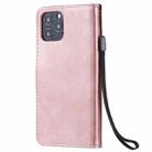 For iPhone 12 / 12 Pro Solid Color Horizontal Flip Protective Leather Case with Holder & Card Slots & Wallet & Photo Frame & Lanyard(Rose Gold) - 2