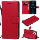 For iPhone 12 Pro Max Solid Color Horizontal Flip Protective Leather Case with Holder & Card Slots & Wallet & Photo Frame & Lanyard(Red) - 1
