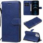 For iPhone 12 Pro Max Solid Color Horizontal Flip Protective Leather Case with Holder & Card Slots & Wallet & Photo Frame & Lanyard(Blue) - 1
