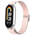 For Xiaomi Smart Band 9 / 8 Plastic Plug Wave Elastic Nylon Watch Band(Pink) - 1