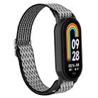 For Xiaomi Smart Band 9 / 8 Plastic Plug Wave Elastic Nylon Watch Band(Black White) - 2