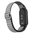 For Xiaomi Smart Band 9 / 8 Plastic Plug Wave Elastic Nylon Watch Band(Black White) - 3