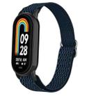 For Xiaomi Smart Band 9 / 8 Plastic Plug Wave Elastic Nylon Watch Band(Midnight Blue) - 1