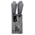 For Samsung Galaxy S25 Ultra 5G Cute Plush Rabbit TPU Phone Case(Dark Grey) - 1