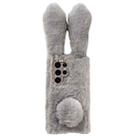 For Samsung Galaxy S23 Ultra 5G Cute Plush Rabbit TPU Phone Case(Light Grey) - 1