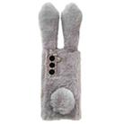 For Samsung Galaxy S23 5G Cute Plush Rabbit TPU Phone Case(Light Grey) - 1