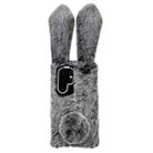 For Samsung Galaxy S22 Ultra 5G Cute Plush Rabbit TPU Phone Case(Dark Grey) - 1