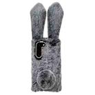 For Samsung Galaxy S22+ 5G Cute Plush Rabbit TPU Phone Case(Dark Grey) - 1