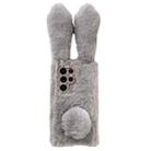 For Samsung Galaxy S21 Ultra 5G Cute Plush Rabbit TPU Phone Case(Light Grey) - 1