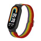 For Xiaomi Smart Band 9 / 8 Plastic Plug Plain Elastic Nylon Watch Band(Rainbow) - 1