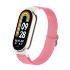 For Xiaomi Smart Band 9 / 8 Plastic Plug Plain Elastic Nylon Watch Band(Fresh Pink) - 1