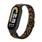 For Xiaomi Smart Band 9 / 8 Plastic Plug Plain Elastic Nylon Watch Band(Leopard Print) - 1