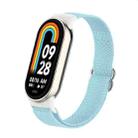 For Xiaomi Smart Band 9 / 8 Plastic Plug Plain Elastic Nylon Watch Band(Light Blue) - 1