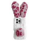 For iPhone 16 Pro Max Leopard Print Plush Rabbit TPU Phone Case(Red) - 1