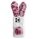 For iPhone 16 Pro Leopard Print Plush Rabbit TPU Phone Case(Red) - 1