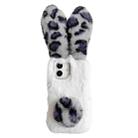 For iPhone 16 Plus Leopard Print Plush Rabbit TPU Phone Case(Grey) - 1