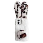 For iPhone 16 Plus Leopard Print Plush Rabbit TPU Phone Case(White) - 1