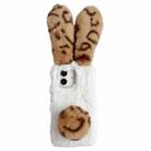 For iPhone 16 Leopard Print Plush Rabbit TPU Phone Case(Brown) - 1