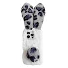 For iPhone 15 Pro Max Leopard Print Plush Rabbit TPU Phone Case(Grey) - 1