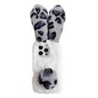 For iPhone 15 Pro Leopard Print Plush Rabbit TPU Phone Case(Grey) - 1