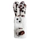 For iPhone 15 Plus Leopard Print Plush Rabbit TPU Phone Case(White) - 1