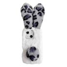 For iPhone 15 Leopard Print Plush Rabbit TPU Phone Case(Grey) - 1