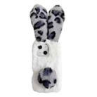 For iPhone 14 Plus Leopard Print Plush Rabbit TPU Phone Case(Grey) - 1