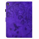 For iPad 10.2 2021 / 10.5 2019 Flowers and Bird Embossed Smart Leather Tablet Case(Purple) - 3