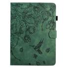 For iPad 10.2 2021 / 10.5 2019 Flowers and Bird Embossed Smart Leather Tablet Case(Green) - 2