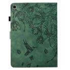 For iPad 10.2 2021 / 10.5 2019 Flowers and Bird Embossed Smart Leather Tablet Case(Green) - 3