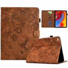 For iPad 9.7 2018 / 2017 Flowers and Bird Embossed Smart Leather Tablet Case(Brown) - 1