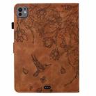 For iPad Air 11 2025 / 2024 / iPad Pro 11 Flowers and Bird Embossed Smart Leather Tablet Case(Brown) - 3