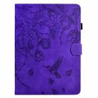 For iPad Air 11 2024 / iPad Pro 11 Flowers and Bird Embossed Smart Leather Tablet Case(Purple) - 2