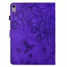 For iPad mini 2024 / mini 6 Flowers and Bird Embossed Smart Leather Tablet Case(Purple) - 3