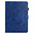 For iPad mini 2024 / mini 6 Flowers and Bird Embossed Smart Leather Tablet Case(Dark Blue) - 2